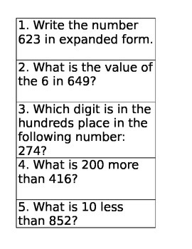 Preview of 20 Place Value Task Cards