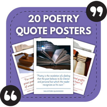 Preview of 20 Poetry Posters | Inspiring Quotes About Poetry for Libraries & ELA Classrooms