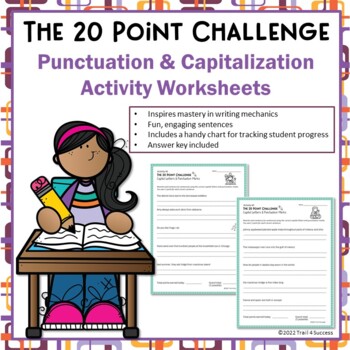 Preview of Punctuation Capitalization Writing Activity 20 Point Challenge Worksheets