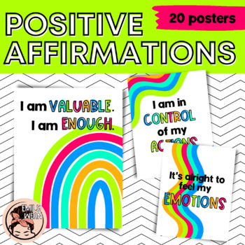 20 Positive Affirmation/Growth Mindset Posters - Fruit Loops by Emily Wean