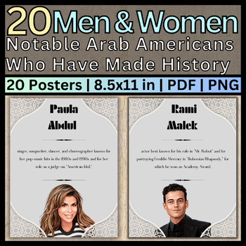 Preview of 20 Posters Of Notable Arab Americans Who Have Made History Both Men & Women.