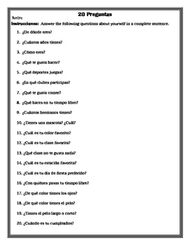 20 Preguntas - 20 Questions- Great Review of Question Words by Sol Garden