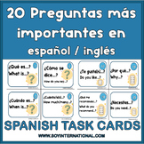20 Preguntas más importantes en español e inglés Task Cards