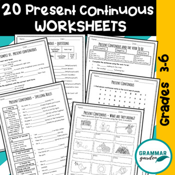 Preview of 20 Present Continuous Worksheets for ESL/ELA