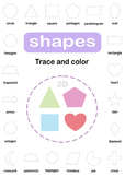 20 Printable : 2D Shapes Trace, Color and Vocabulary works