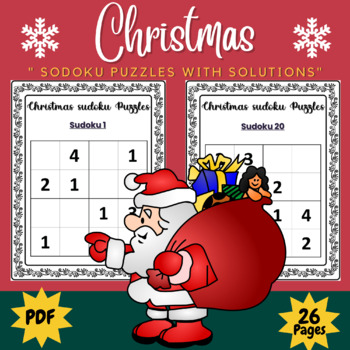 20 Printable Winter Sodoku Puzzles with solutions Worksheets For Kids