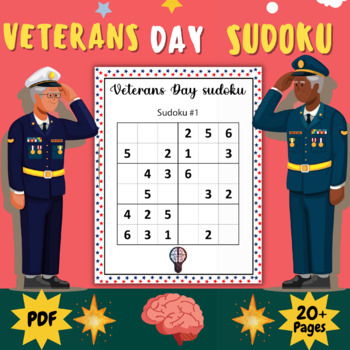 Preview of 20 + Printable veterans day Sudoku Puzzles - ( Fun November Activities )
