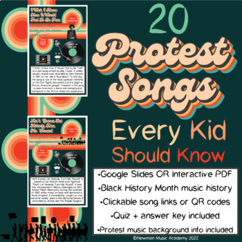 Preview of 20 Protest Songs Every Kid Should Know: Google Slides Music History Lesson