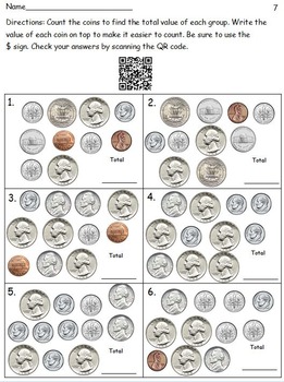 20 qr code money worksheets coins bills bills and coins no prep