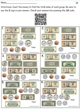 20 qr code money worksheets coins bills bills and coins no prep