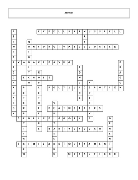 20 Question Harry Potter Goblet of Fire Crossword with Key TpT