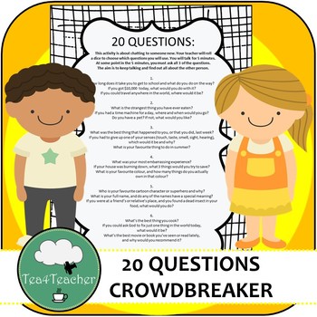 20 Questions – Crowdbreaker/ Get To Know You Activity by Tea4Teacher