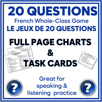 Preview of 20 Questions French Whole-Class Speaking (Oral) & Listening Game & Task Cards