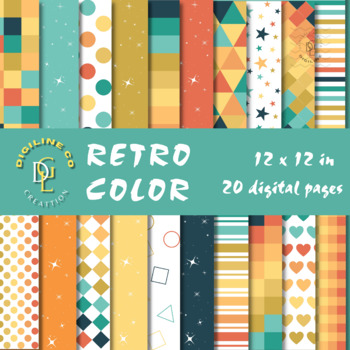 Preview of RETRO GROOVY Digital paper crafts classroom bulletin board activities primary