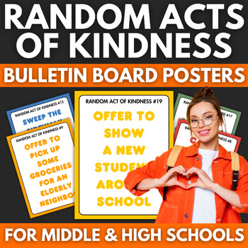 Preview of 20 Random Acts of Kindness Bulletin Board Posters | Middle & High School Decor