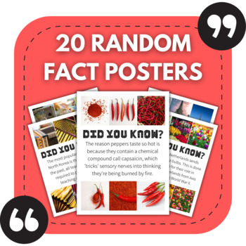 Preview of 20 Random Fact Bulletin Board Posters | Middle & High School Classroom Decor