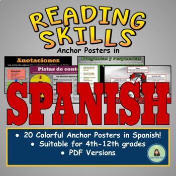 Preview of 20 Reading Skill Anchor Posters in SPANISH