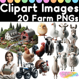 20 Realistic Farm Animals Clipart Images PNGs Commercial P