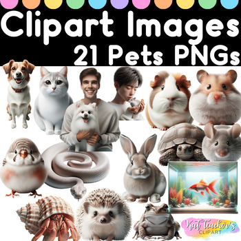 Preview of 20 Realistic Pets Animals at Home Clipart Images PNGs Commercial Personal Use