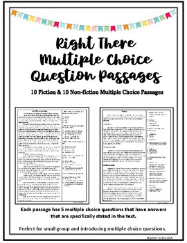Preview of 20 Right There Multiple Choice Passages- Fiction & Non-fiction EOG REVIEW