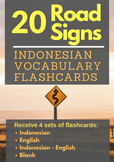 20 Road Signs Indonesian Vocabulary Flashcards (4 sets) | 