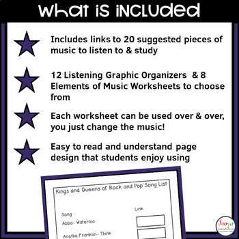 Rock and Pop Music Listening Worksheets by Jooya Teaching Resources