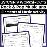 Rock and Pop Music Listening Worksheets