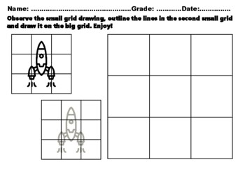 Preview of 20 Rocket Launch Grid Drawing Activity Math.Content.7.G.A.1 End of Year Math