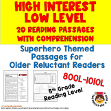 20 SUPERHERO Hi Low Reading Comprehension Passages - 5th G