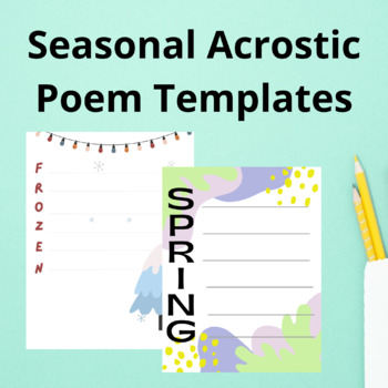 Preview of Seasons Acrostic poem templates printable winter spring summer fall