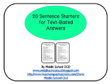 20 Sentence Starters for Text-Based Answers