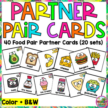 Preview of 20 Sets of Food Partner Share Pair Up Sets for Think Pair Share