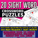 20 Sight Word Crossword Puzzles (First 200 High Frequency 