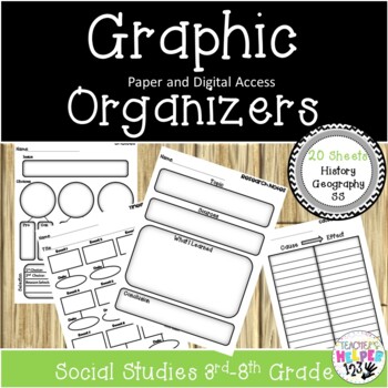 Preview of 20 Social Studies | Graphic Organizers | Grades 3rd-8th | & Digital Access