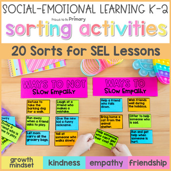 Preview of Social Emotional Activities, Games, Sort - Kindness, Friendship, Empathy Lessons