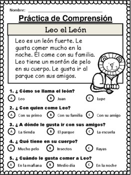 Preview of 20 Spanish Reading Comprehension Stories ( 20 Cuentos de comprensión )