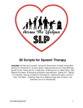 Preview of 20 Speech Therapy Scripts