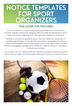 Preview of 20 Sports Notices for Teachers and Sports Coordinators