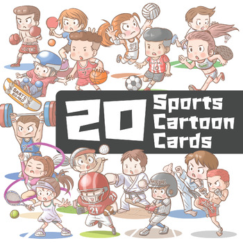 Preview of 20 Sports cartoon flashcards.