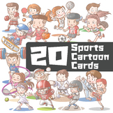 20 Sports cartoon flashcards.