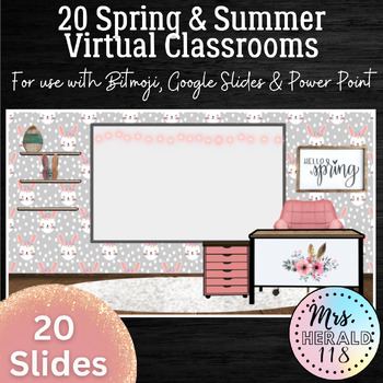 Preview of 20 Spring Summer Virtual Classroom Backgrounds for Bitmoji™ and Google Slides™