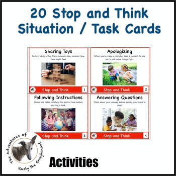 Preview of 20 Stop and Think Situation / Task Cards - Social Skills - SEL