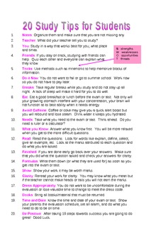 20 Study Tips for Students by Wendy Jo Hanninen | TpT