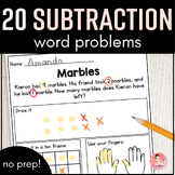 20 Subtraction Word Problems Within 10 Worksheets (English