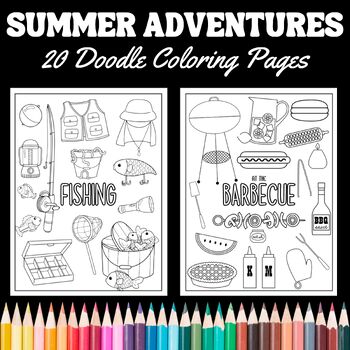 20 Summer Adventure Coloring Pages by Teacher's Helper | TPT