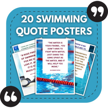 Preview of 20 Swimming Posters | Great Quotes About Swimming for Sports Bulletin Boards