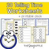 20 Telling Time Worksheet + Printable Clock No Prep Analog