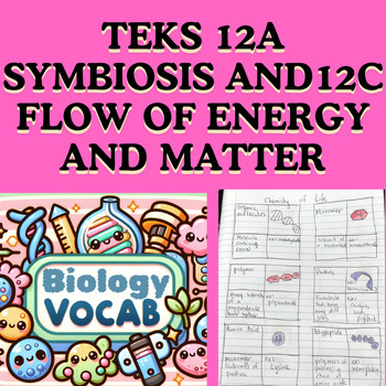 Preview of 20 Terms! TEKS 12A Symbiosis 12C Flow of Energy and Matter Frayer Models (Vocab)