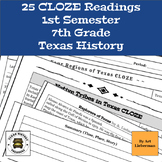 20 Texas History CLOZE Readings | 1st Semester | 7th Grade