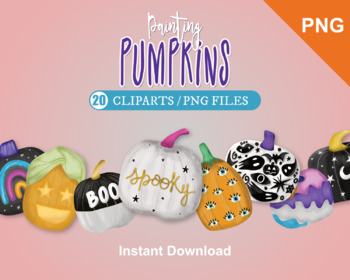 Preview of 20 Textured Decorated Halloween Pumpkin Clip Arts